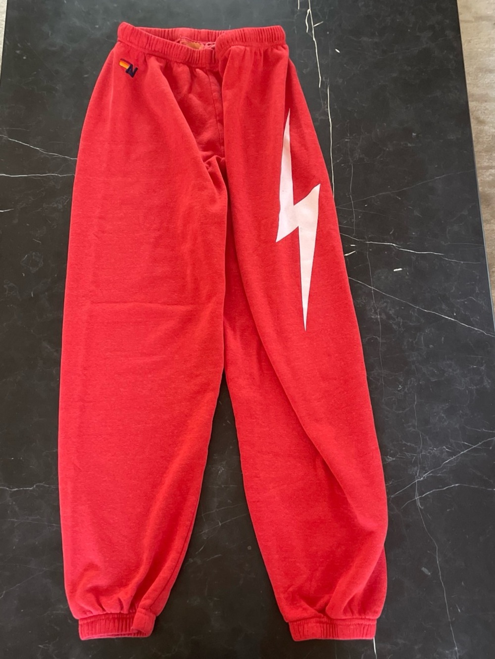 Aviator Nation Red Sweatpants with White Lightning Size L